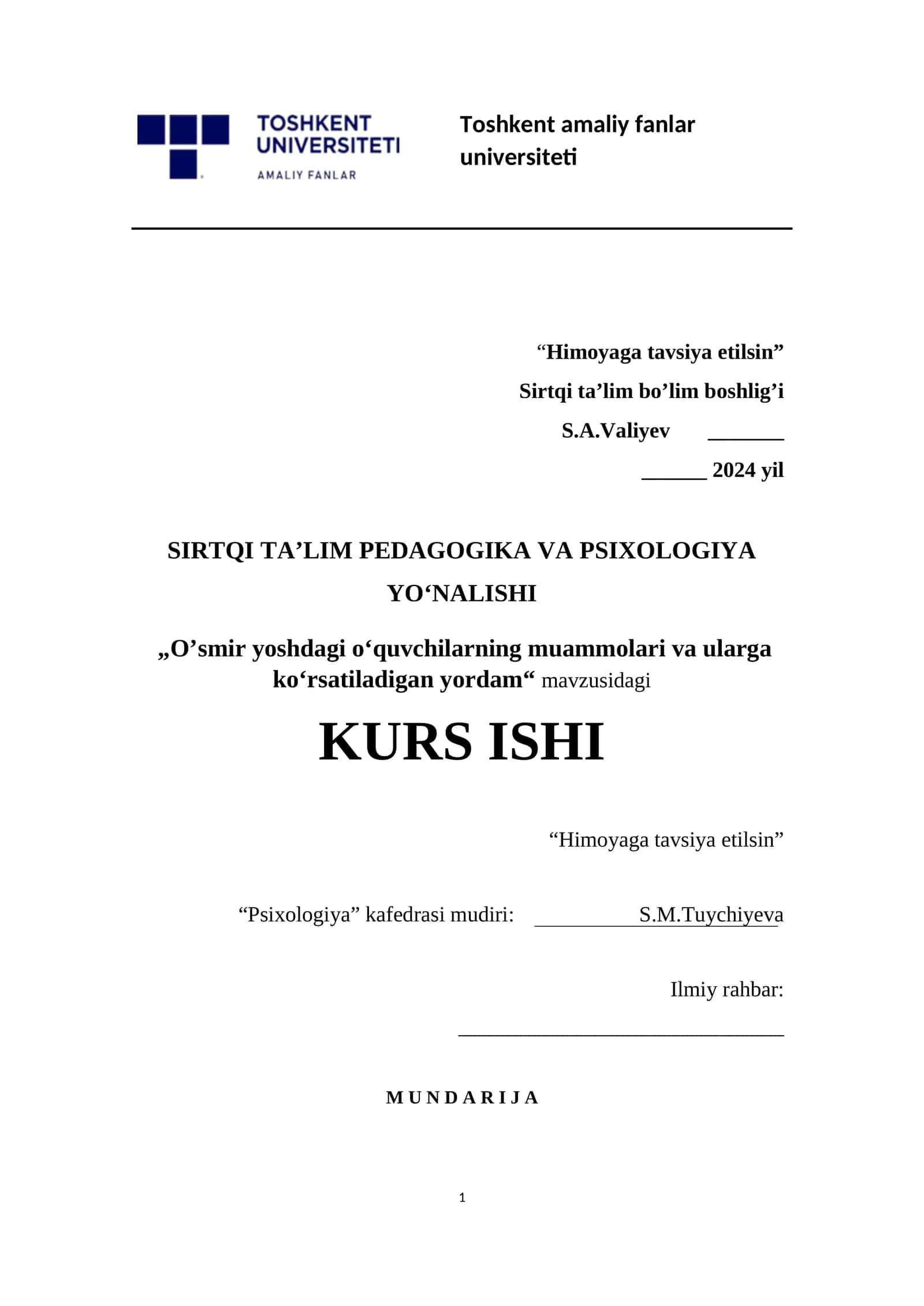 O’smirlik davrining psixologik xususiyatlar