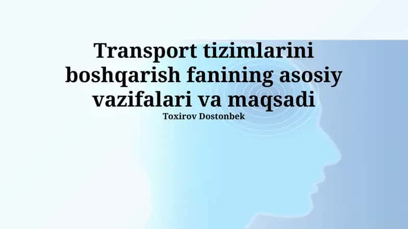 Transport Tizimlarini Boshqarishning Asosiy Vazifalari