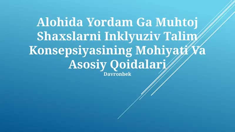 Inklyuziv Talim Konsepsiyasi