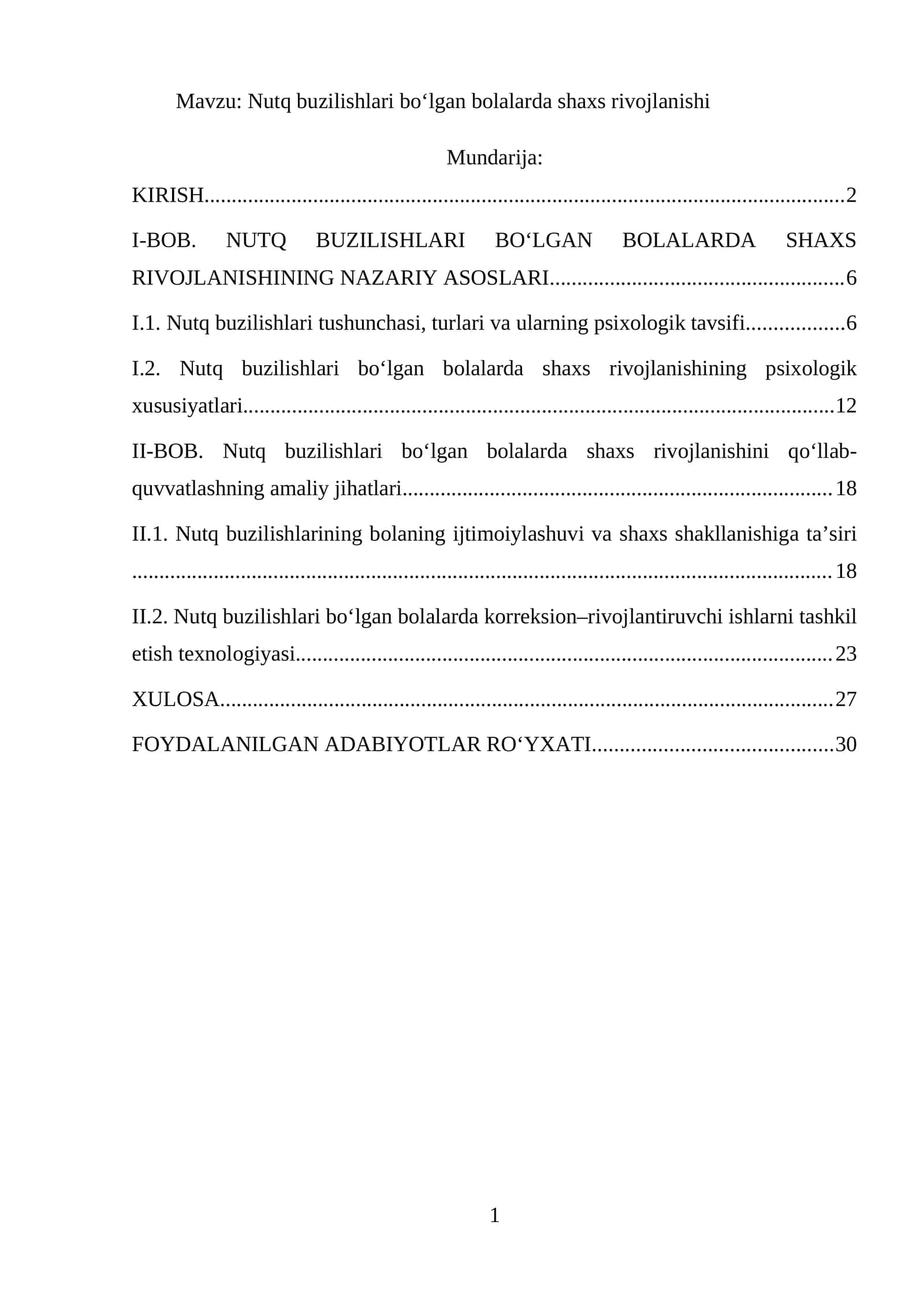 Nutq buzilishlari bo‘lgan bolalarda shaxs rivojlanishi