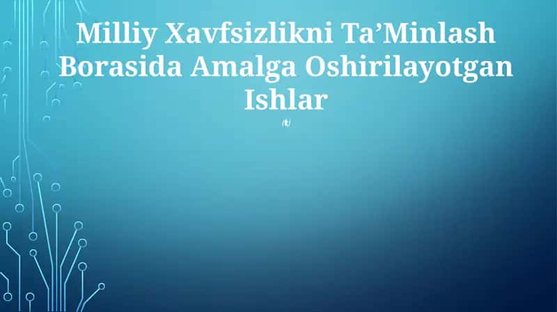 Milliy Xavfsizlikni Ta’Minlash Borasida Amalga Oshirilayotgan Ishlar