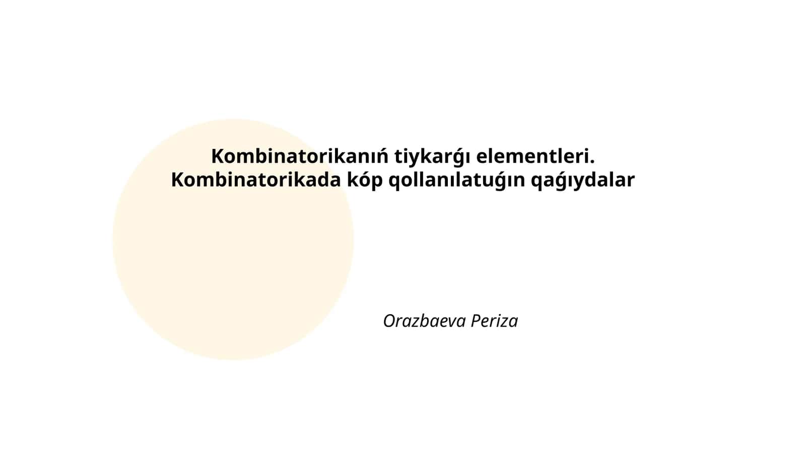 Kombinatorikanıń tiykarǵı elementleri