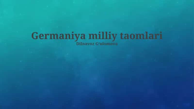 Germaniya milliy taomlari