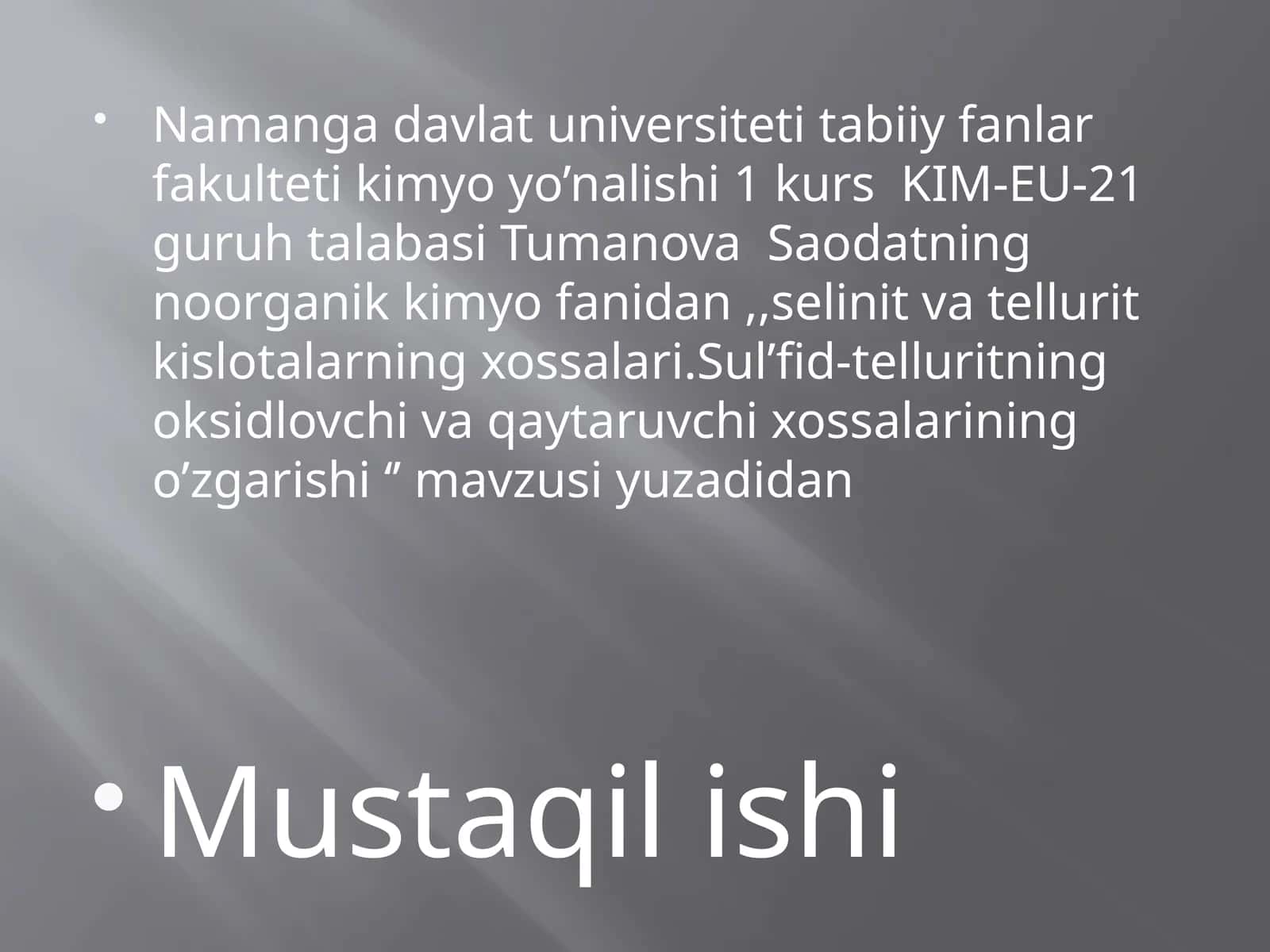 Sul’fid-tellurit kislotalarning xossalari