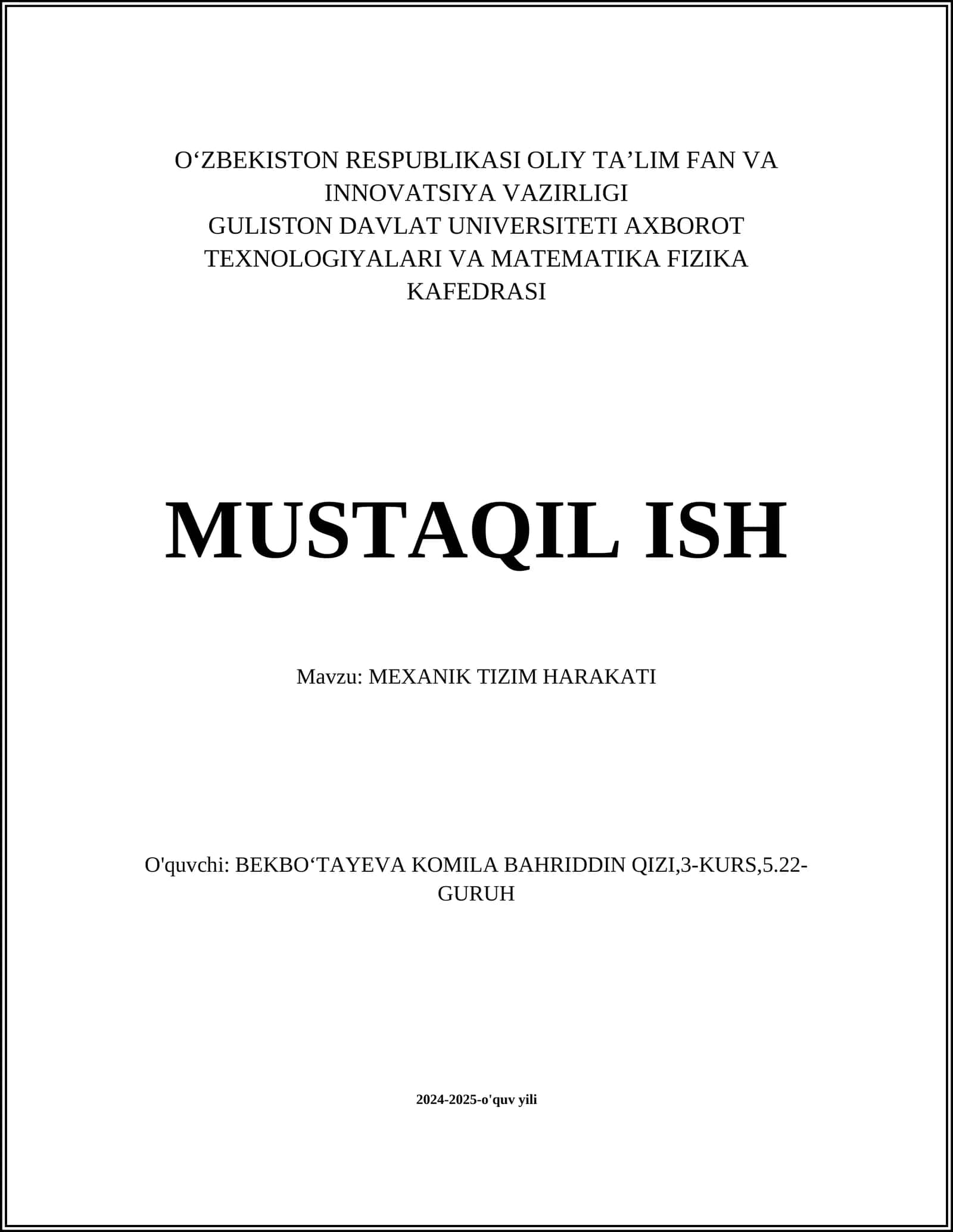 Harakat Trayektoriyasi Ma'lumotlar Bazasi