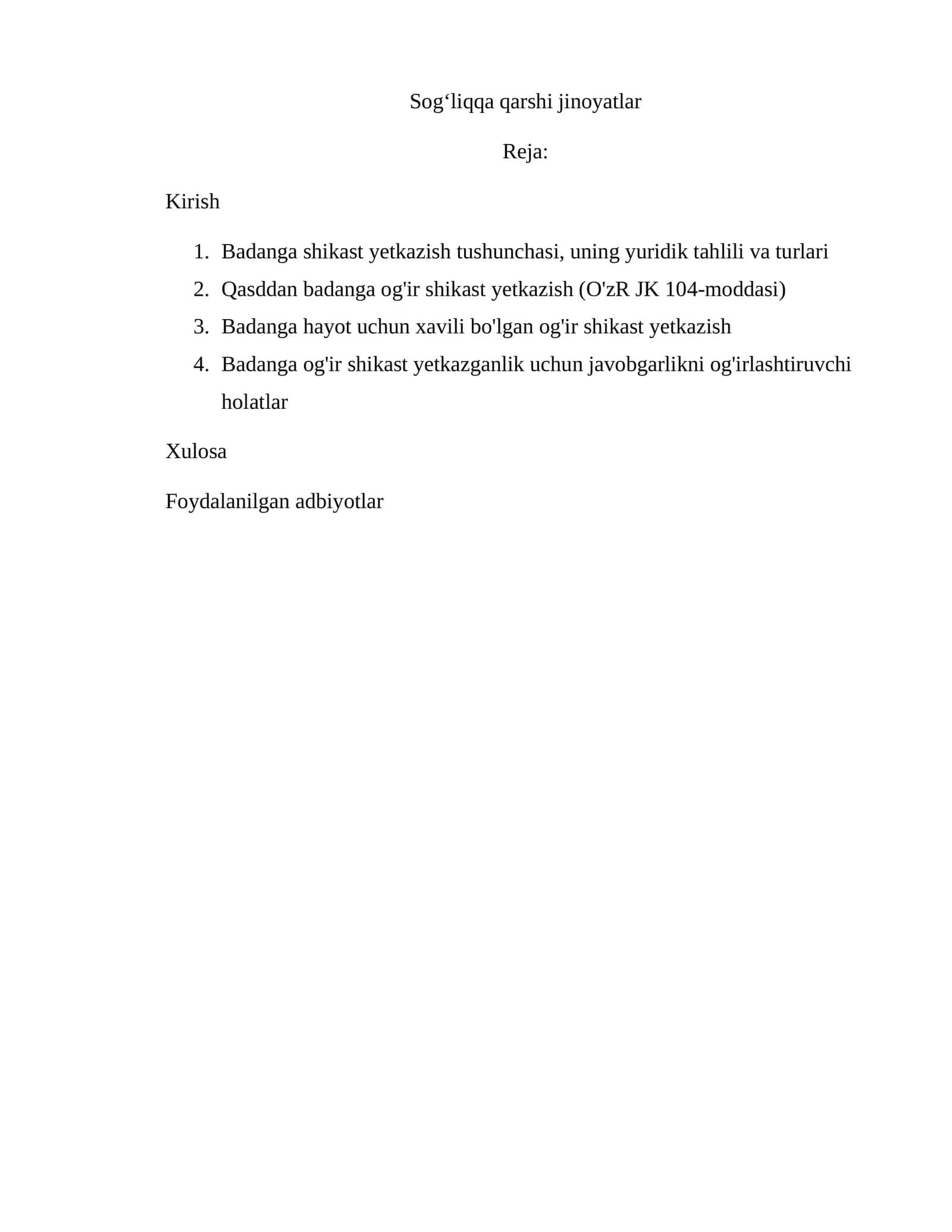Sogʻliqqa qarshi jinoyatlar