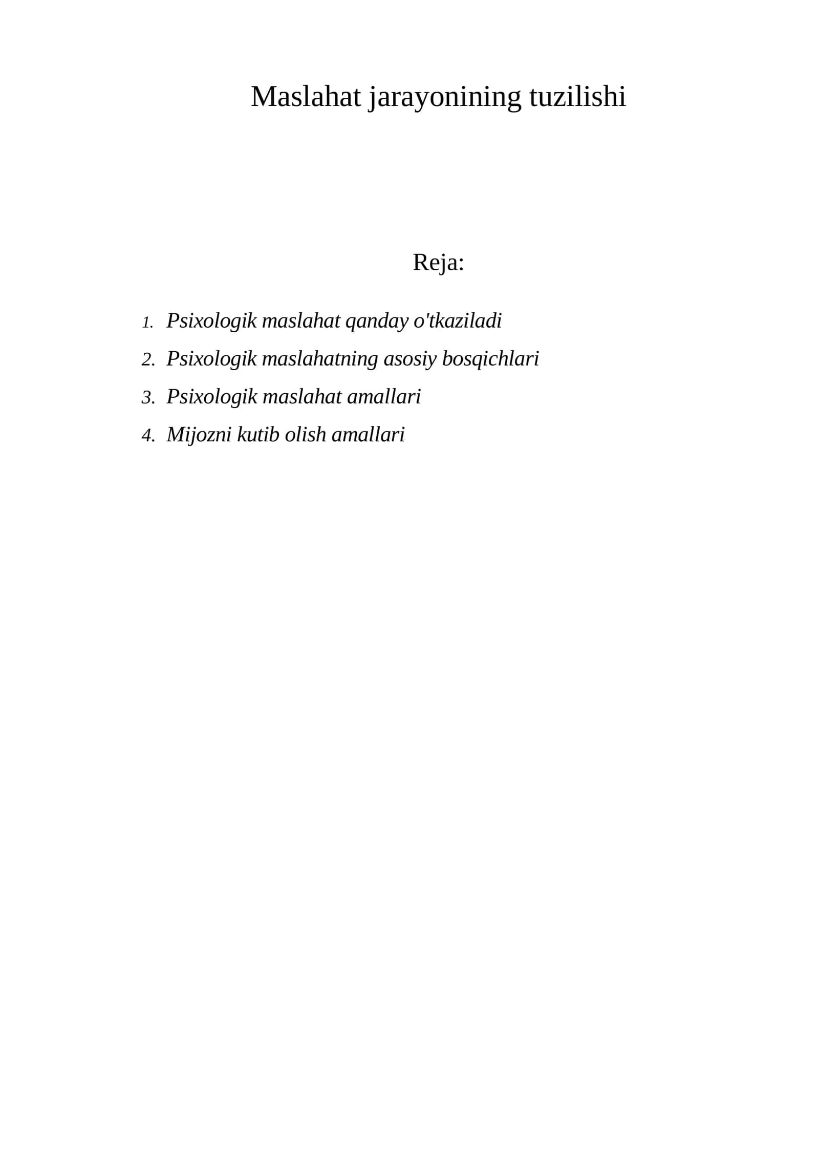 Psixologik maslahat tayyorlash