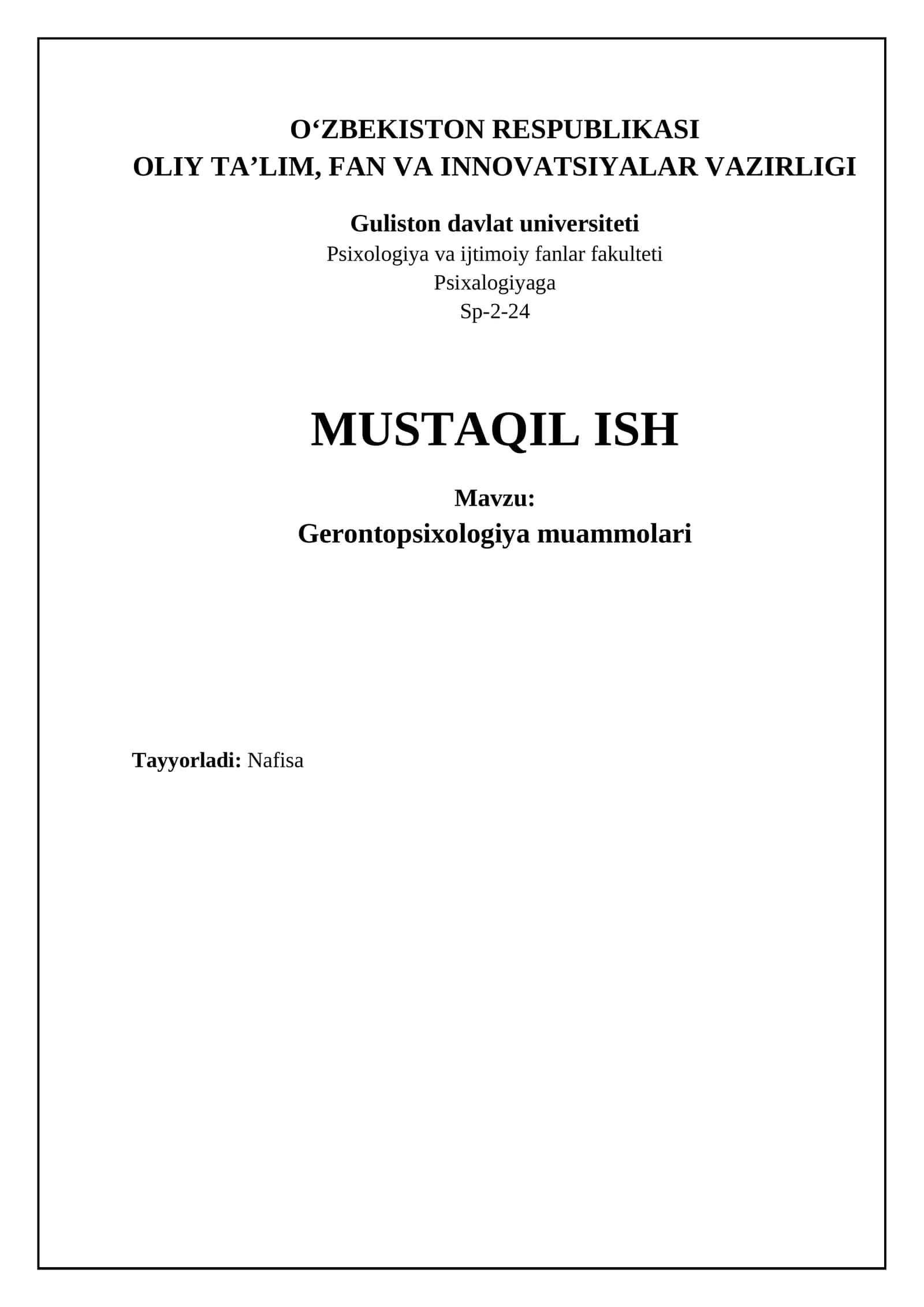 Gerontopsixologiya muammolari