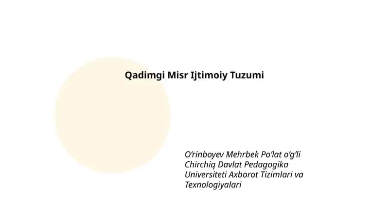 Qadimgi Misr Ijtimoiy Tuzumi