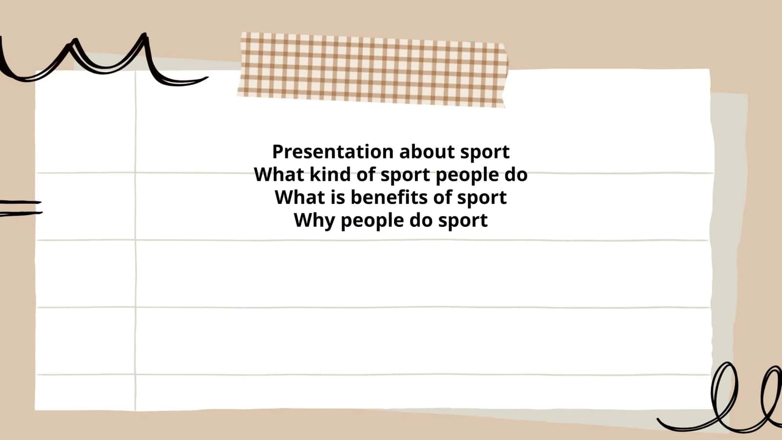 Presentation about sport