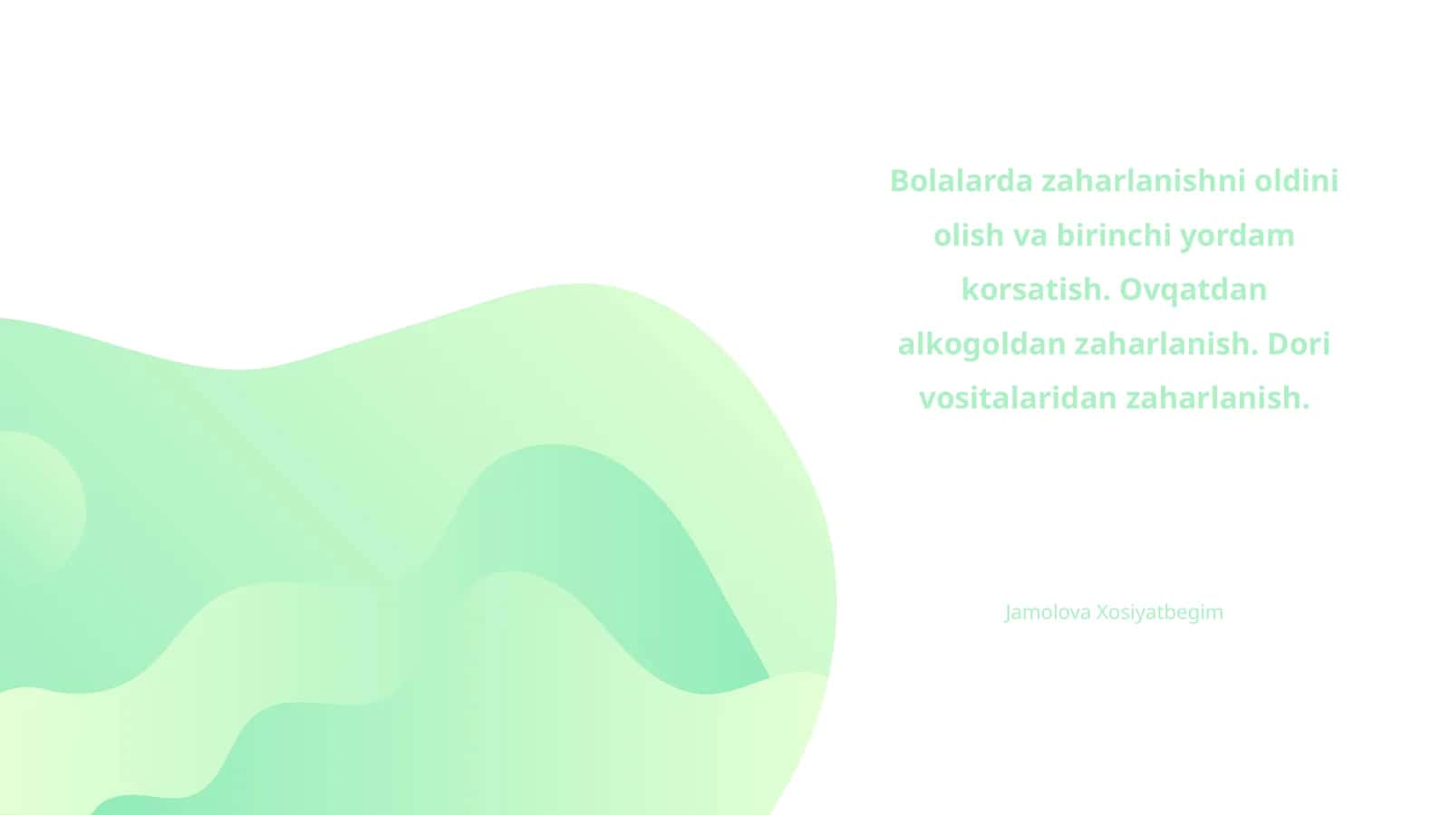Bolalarda zaharlanishni oldini olish va birinchi yordam korsatish