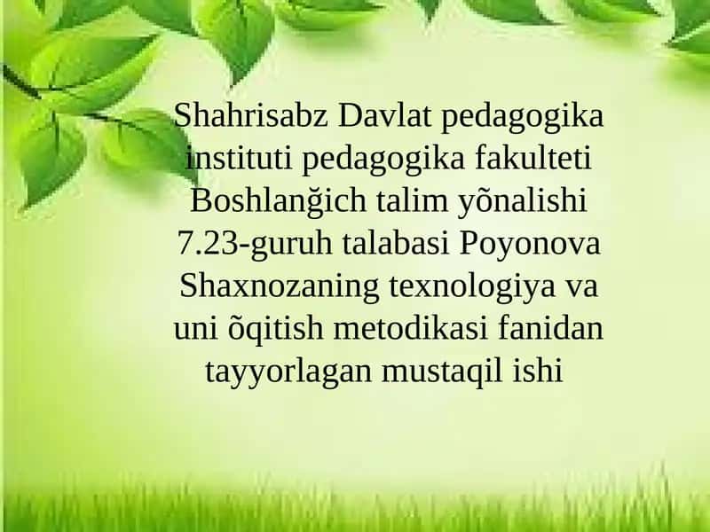 Shahrisabz Davlat Pedagogika Instituti Tillar Fakulteti
