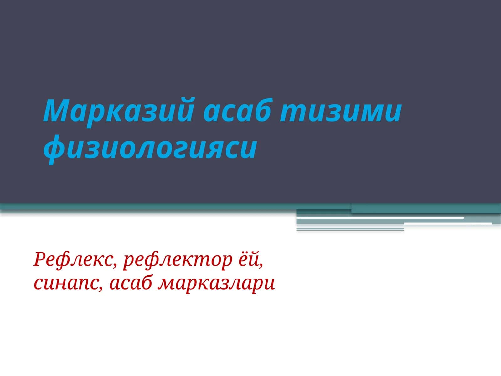 Марказий асаб тизими физиологияси