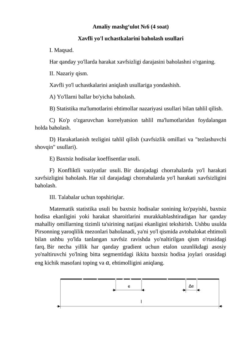 Amaliy mashg‘ulot №6 (4 soat)