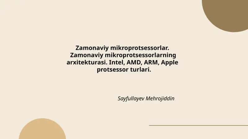 Zamonaviy mikroprotsessorlar