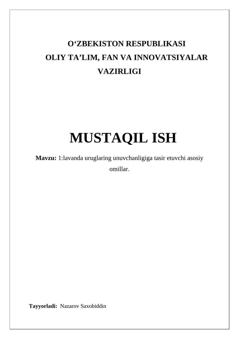 Lavanda urug'lari unuvchanligi