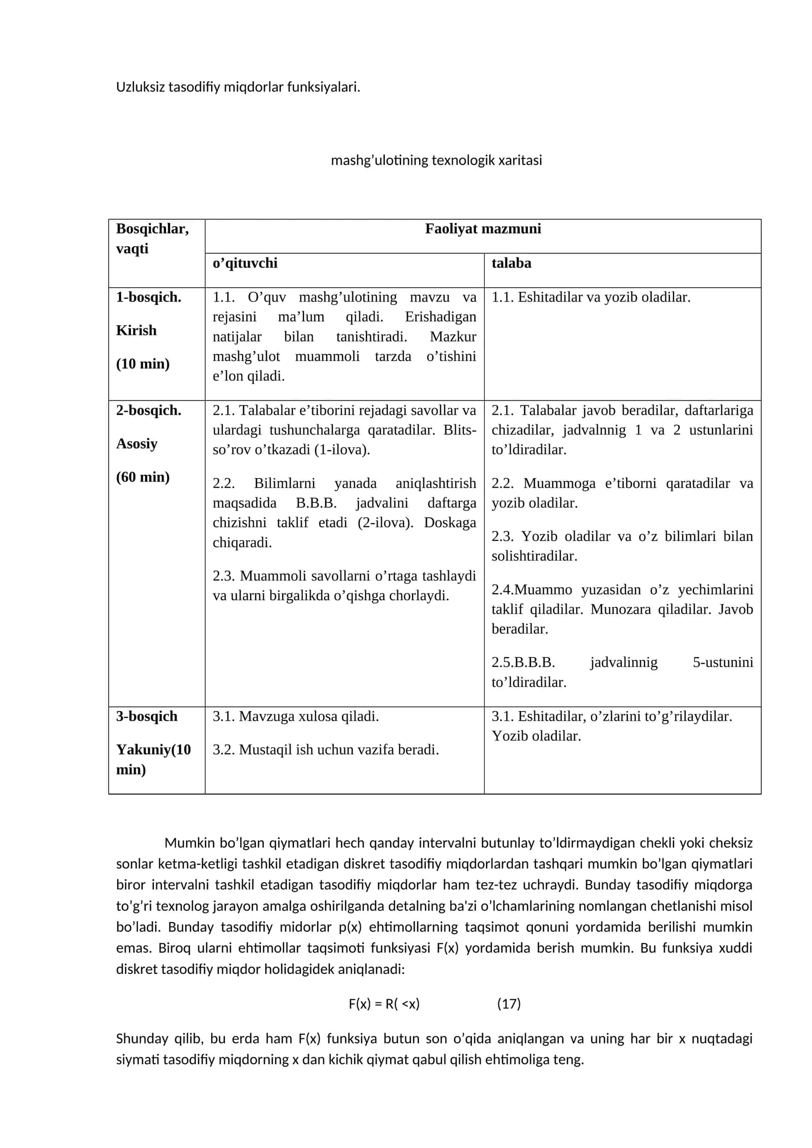 Uzluksiz tasodifiy miqdorlar funksiyalari
