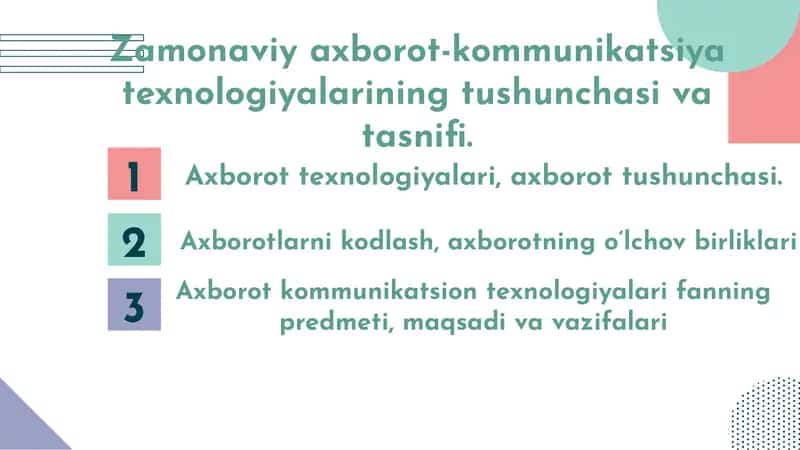 Zamonaviy axborot-kommunikatsiya texnologiyalari