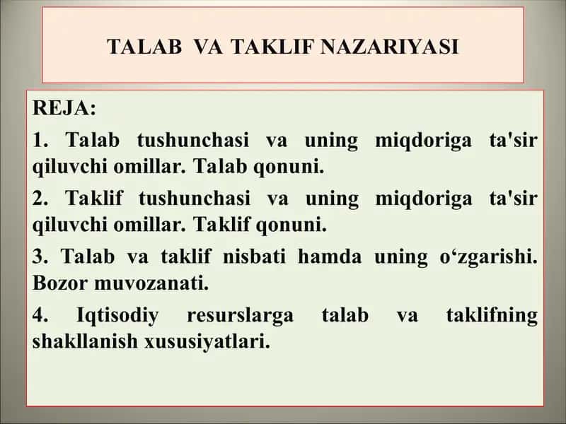 Talab va Taklif Nazariyasi
