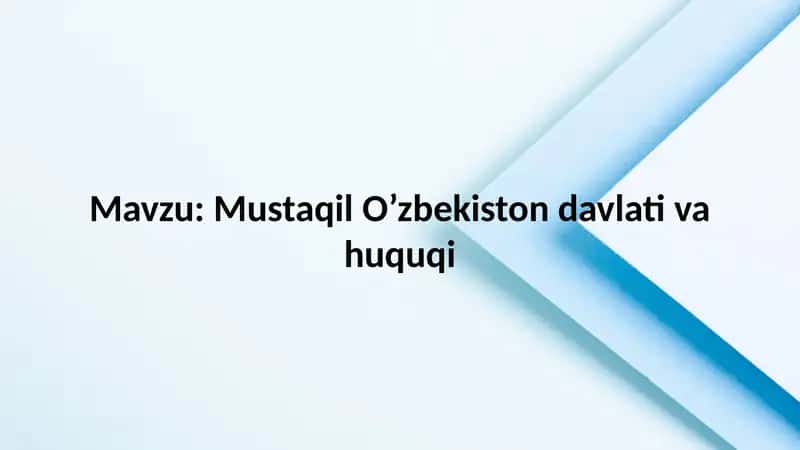 Mustaqil O’zbekiston Davlatining Asoslari