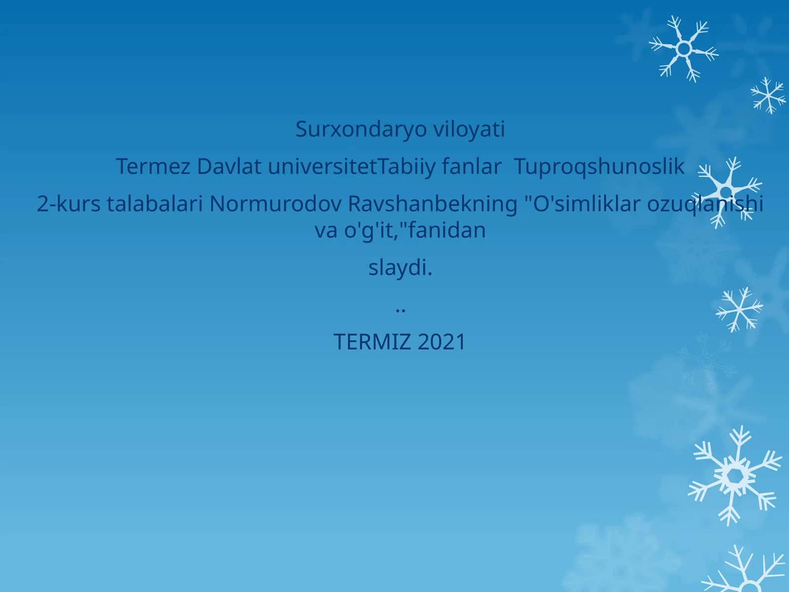 O'simliklar ozuqlanishi va o'g'it