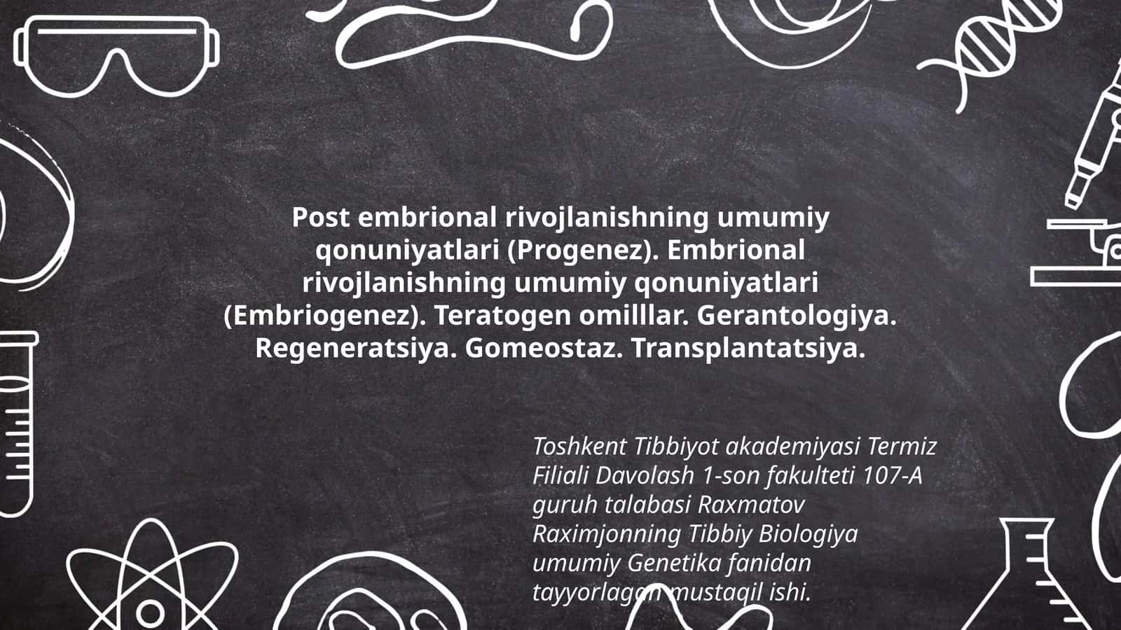 Tibbiy va Biologiya fanlari uchun qo'llanma