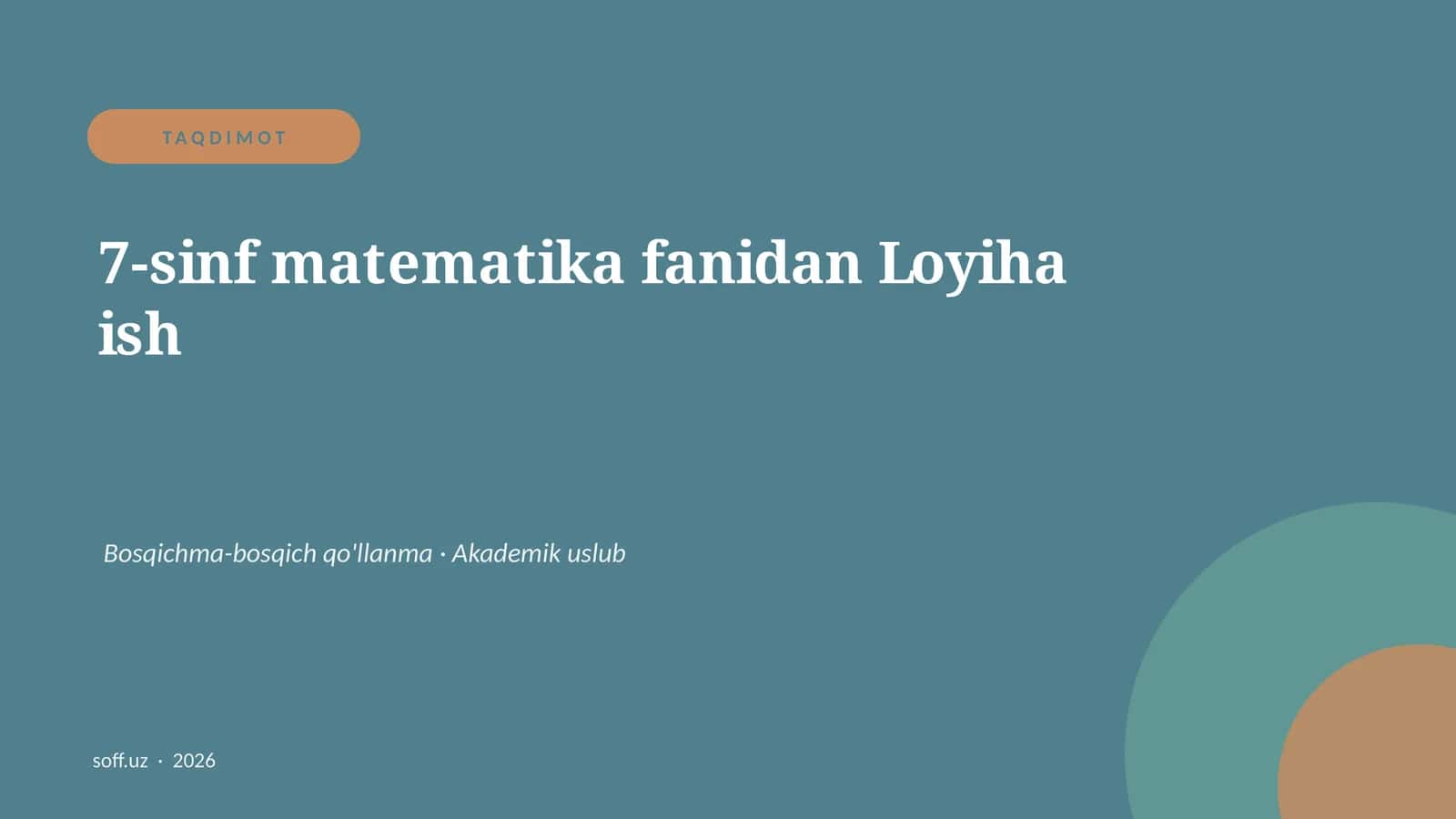 7-sinf matematika fanidan Loyiha ish