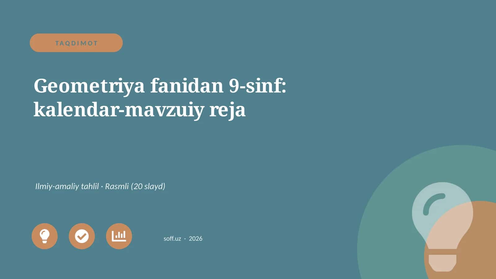 Geometriya fanidan 9-sinf: kalendar-mavzuiy reja