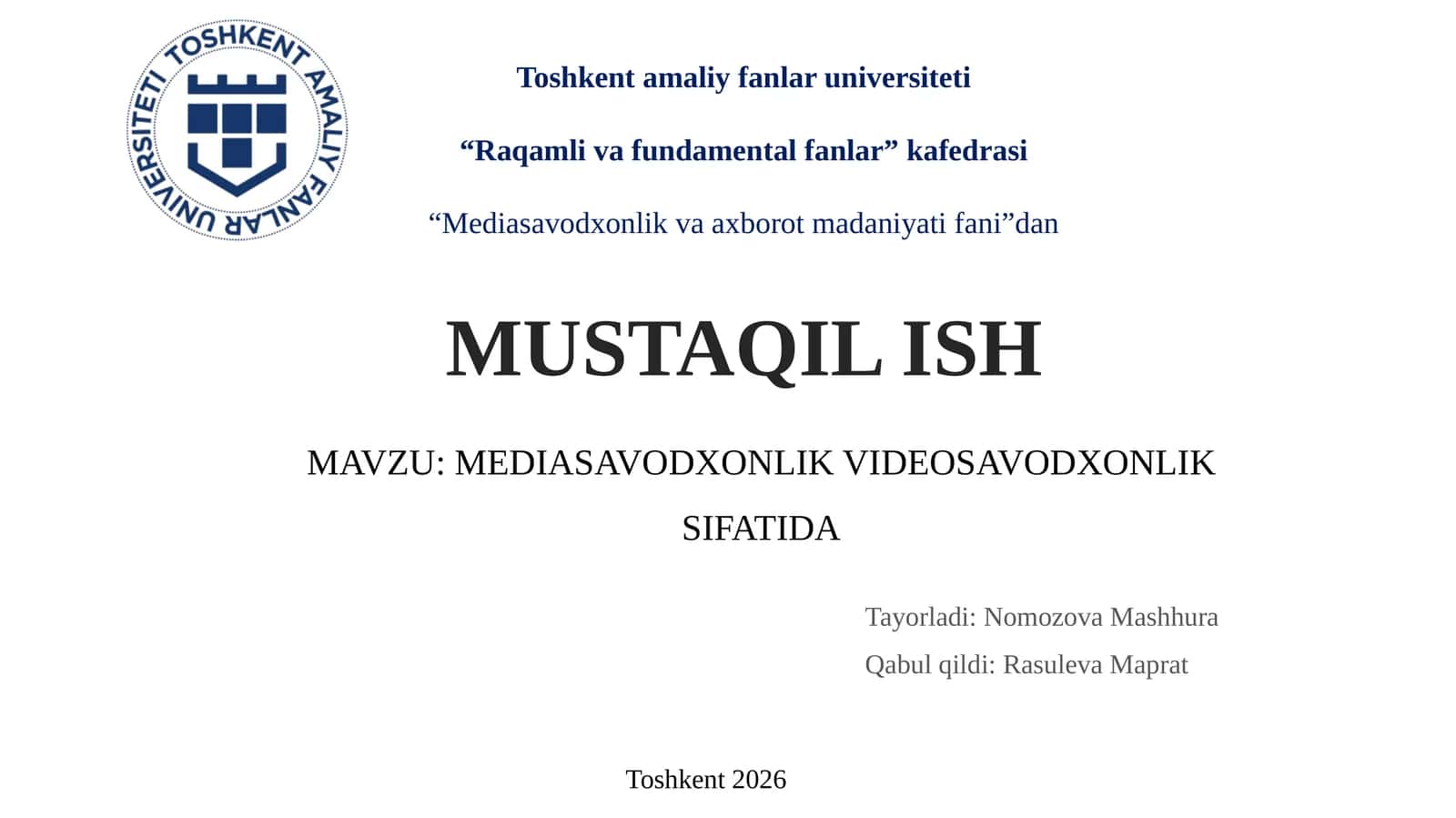 Mediasavodxonlik va Videosavodxonlik Sifatida