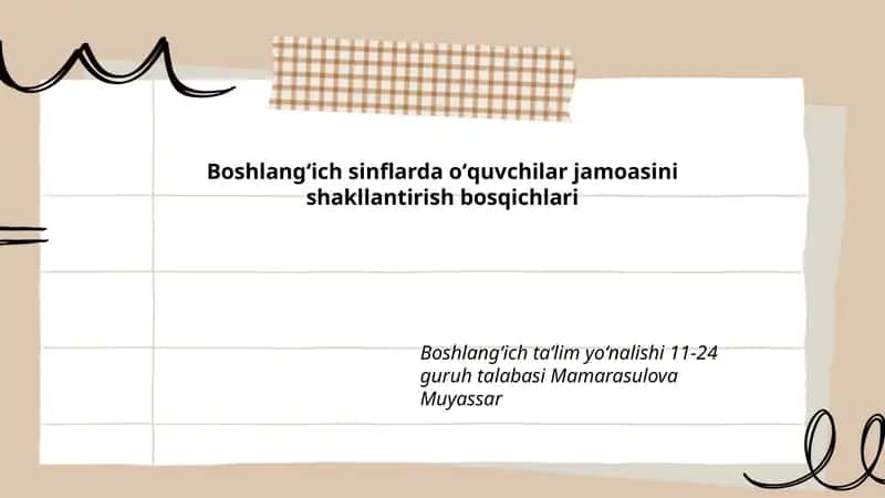 Boshlangʻich sinflarda oʻquvchilar jamoasini shakllantirish bosqichlari