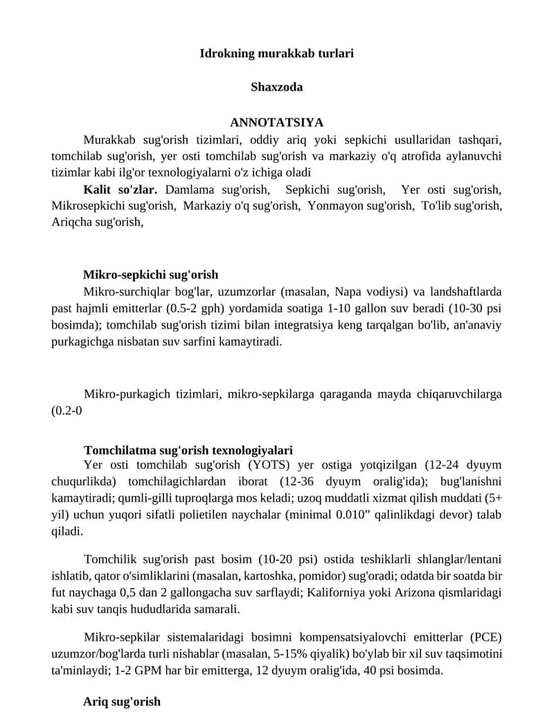 Idrokning murakkab turlari