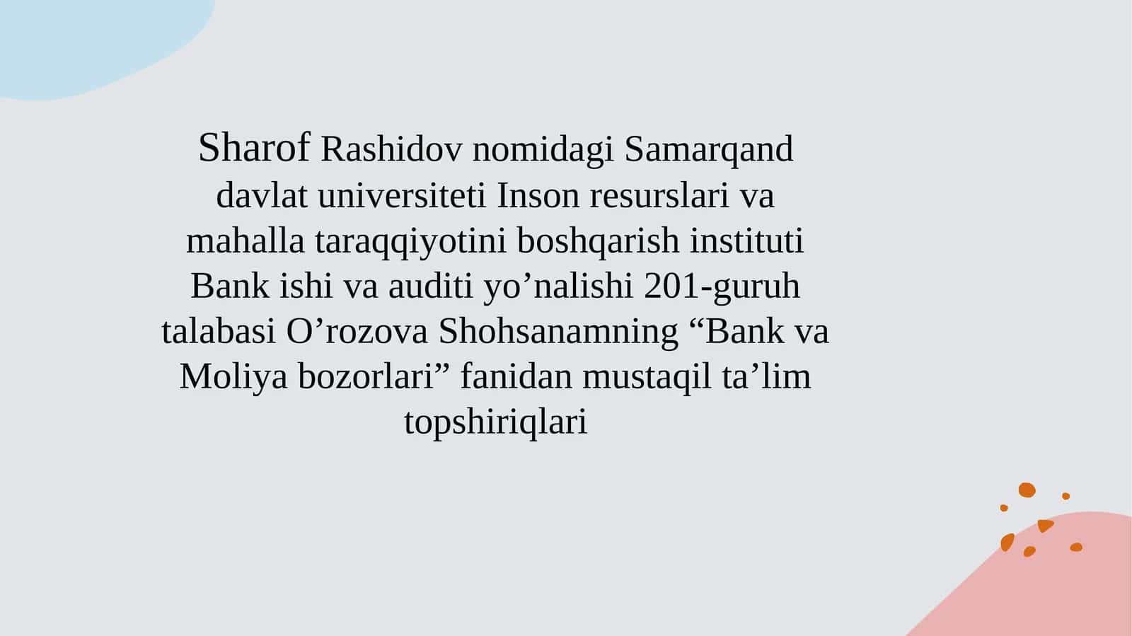 Moliyaviy Instrumentlar Tahlili