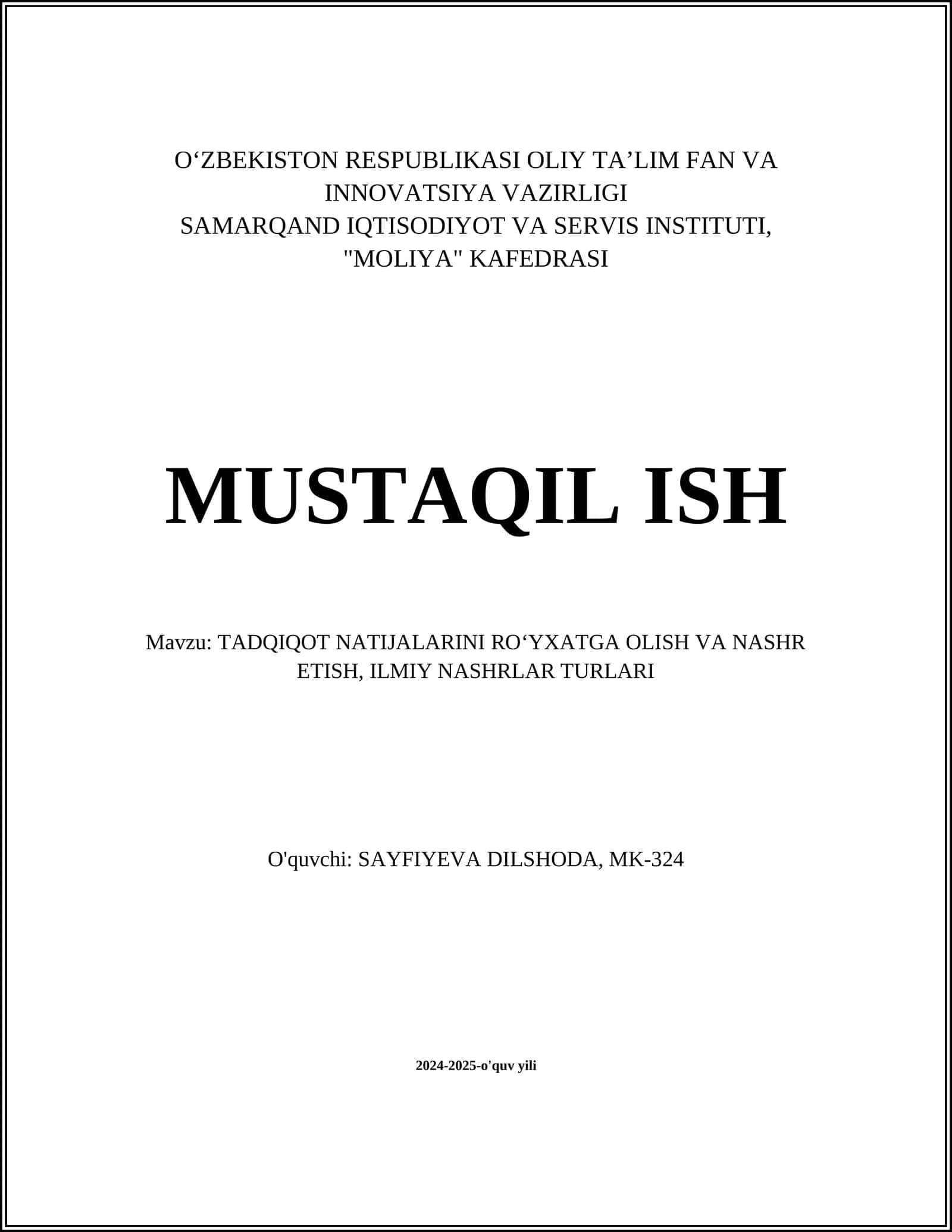 Tadqiqot Natijalarini Ro'yxatga Olish Usullari
