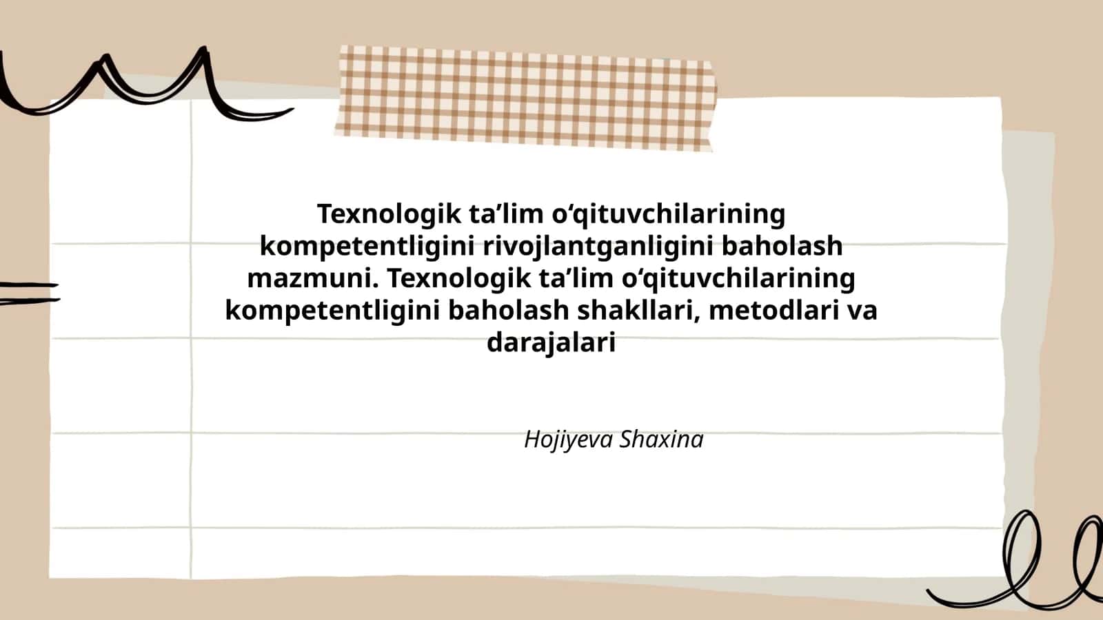 Texnologik ta’lim o‘qituvchilarining kompetentligini baholash