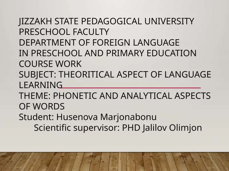THEORITICAL ASPECT OF LANGUAGE LEARNING