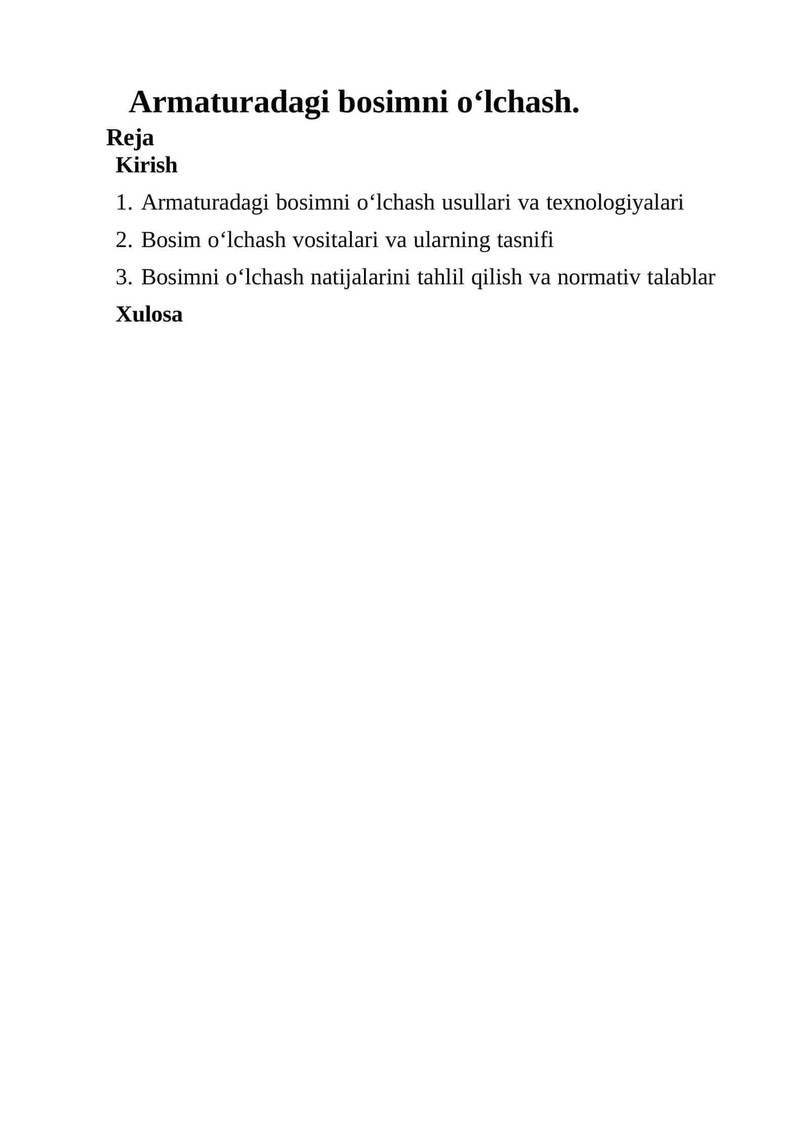 Armaturadagi bosimni o‘lchash usullari va texnologiyalari