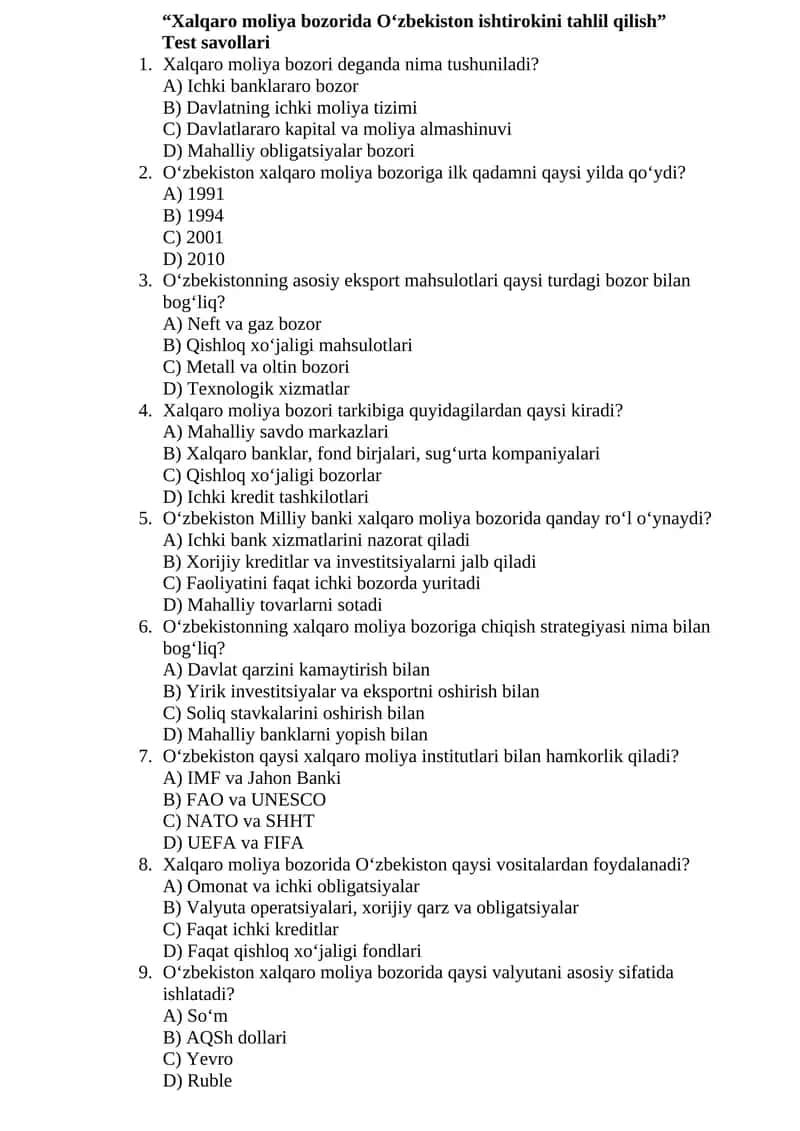 Xalqaro moliya bozori