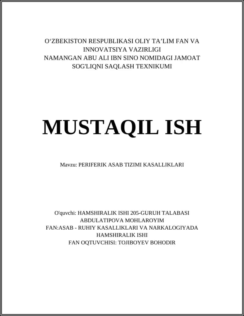 PERIFERIK ASAB TIZIMI KASALLIKLARI
