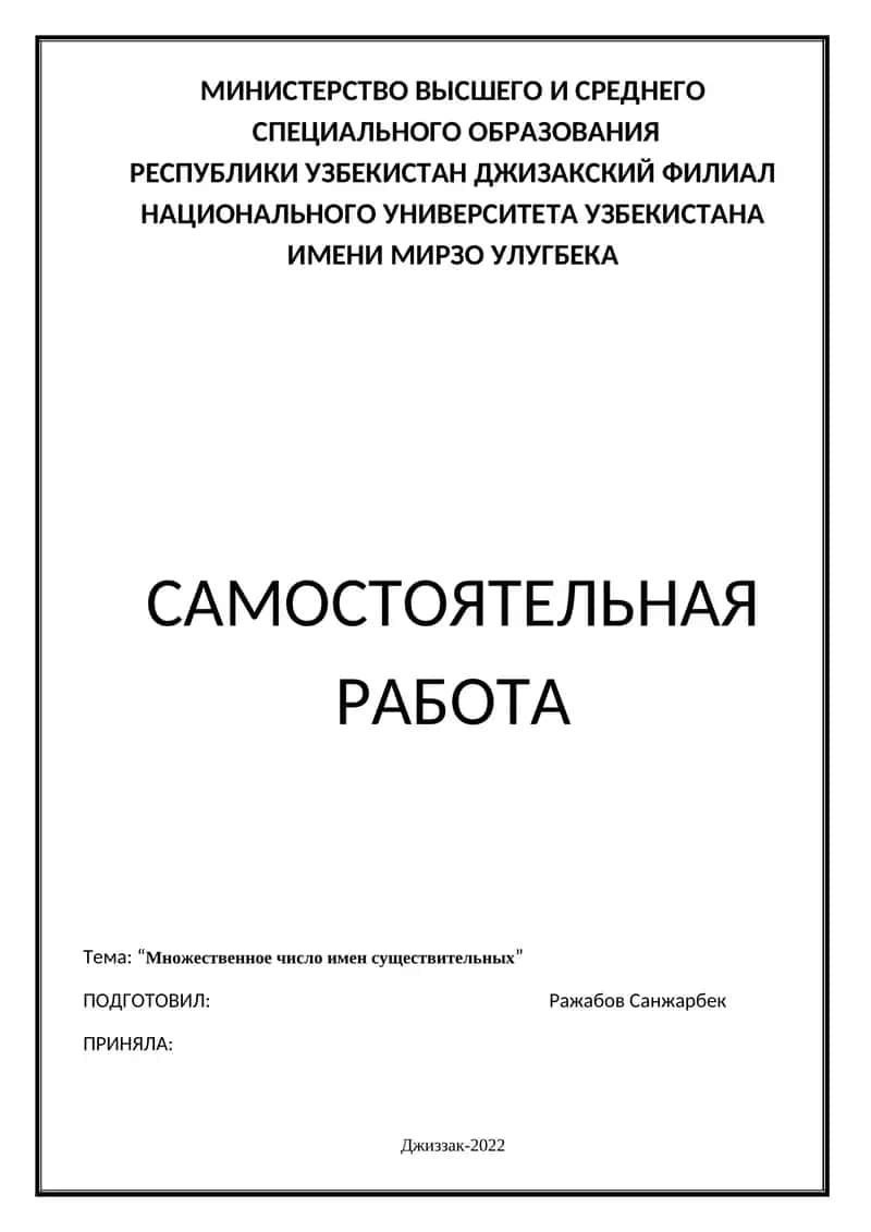 Множественное число имен существительных