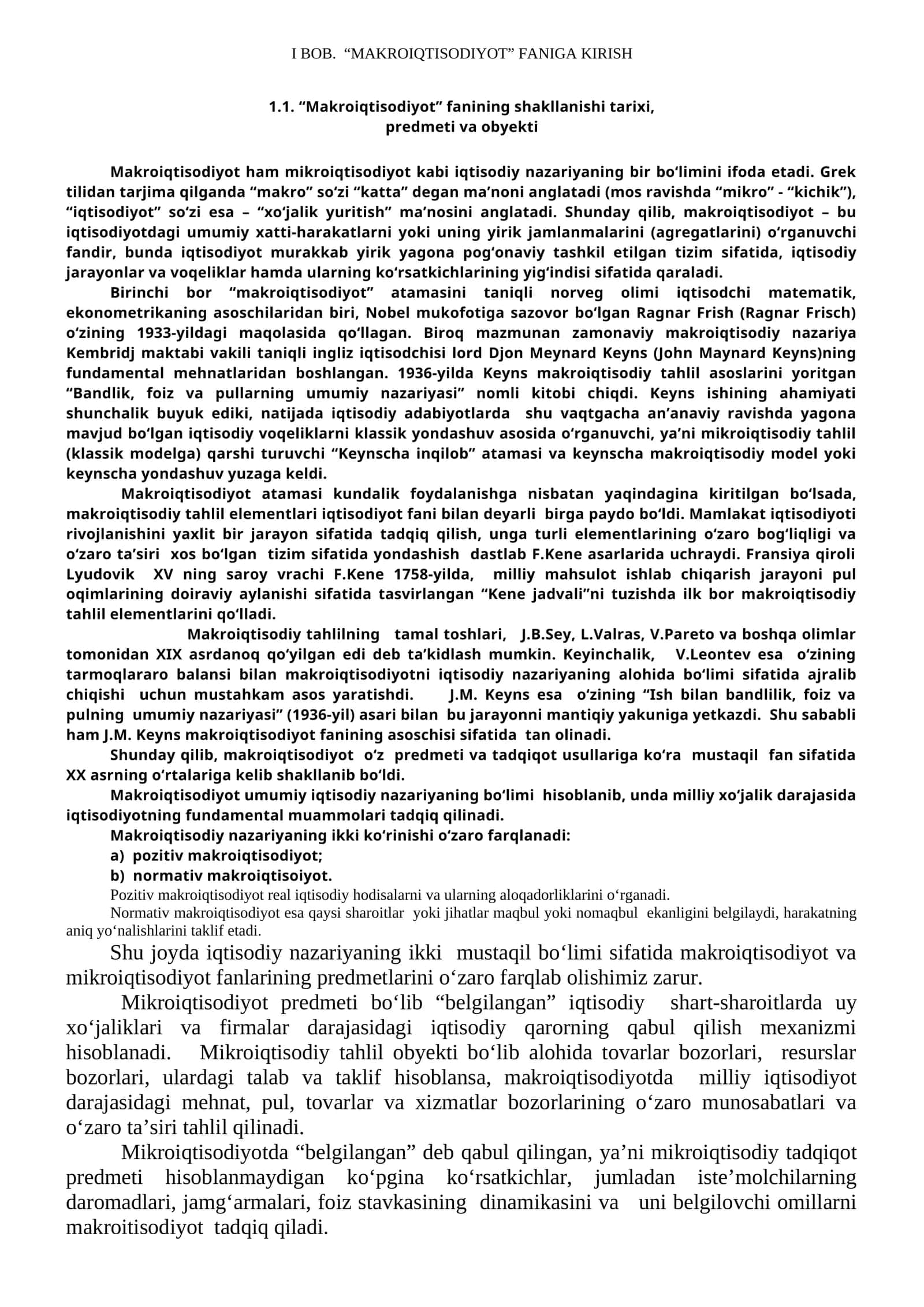 “MAKROIQTISODIYOT” FANIGA KIRISH