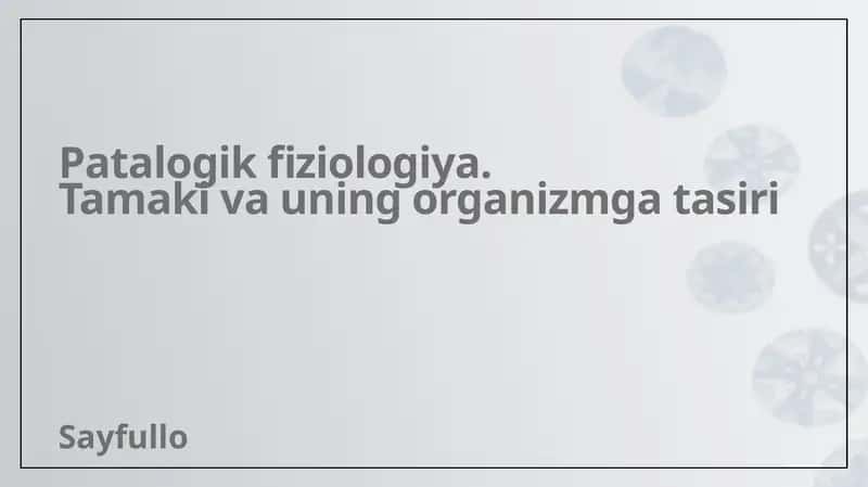 Tamaki Tarkibi va uning Organizmga Tasiri