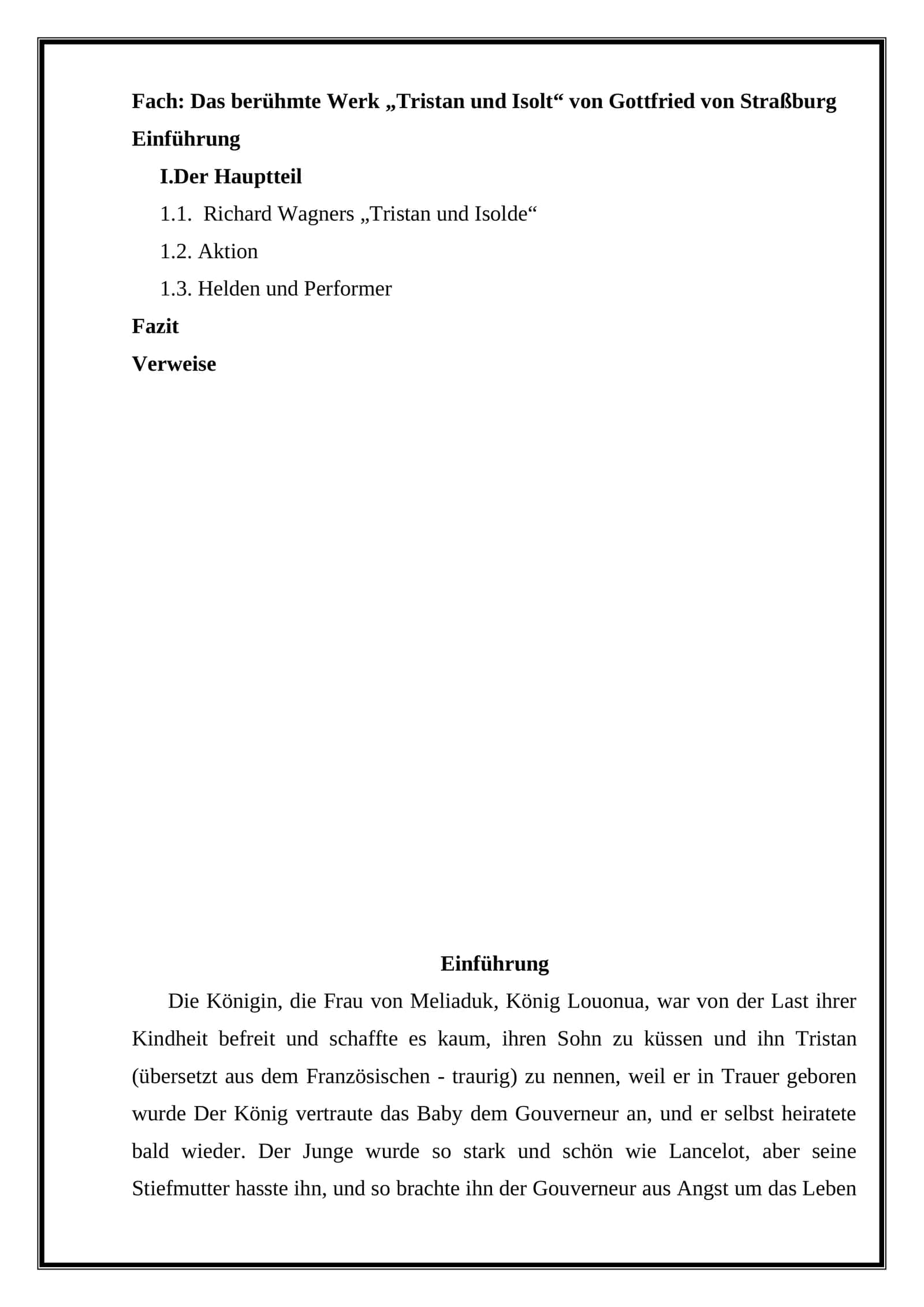 Das berühmte Werk „Tristan und Isolt“ von Gottfried von Straßburg