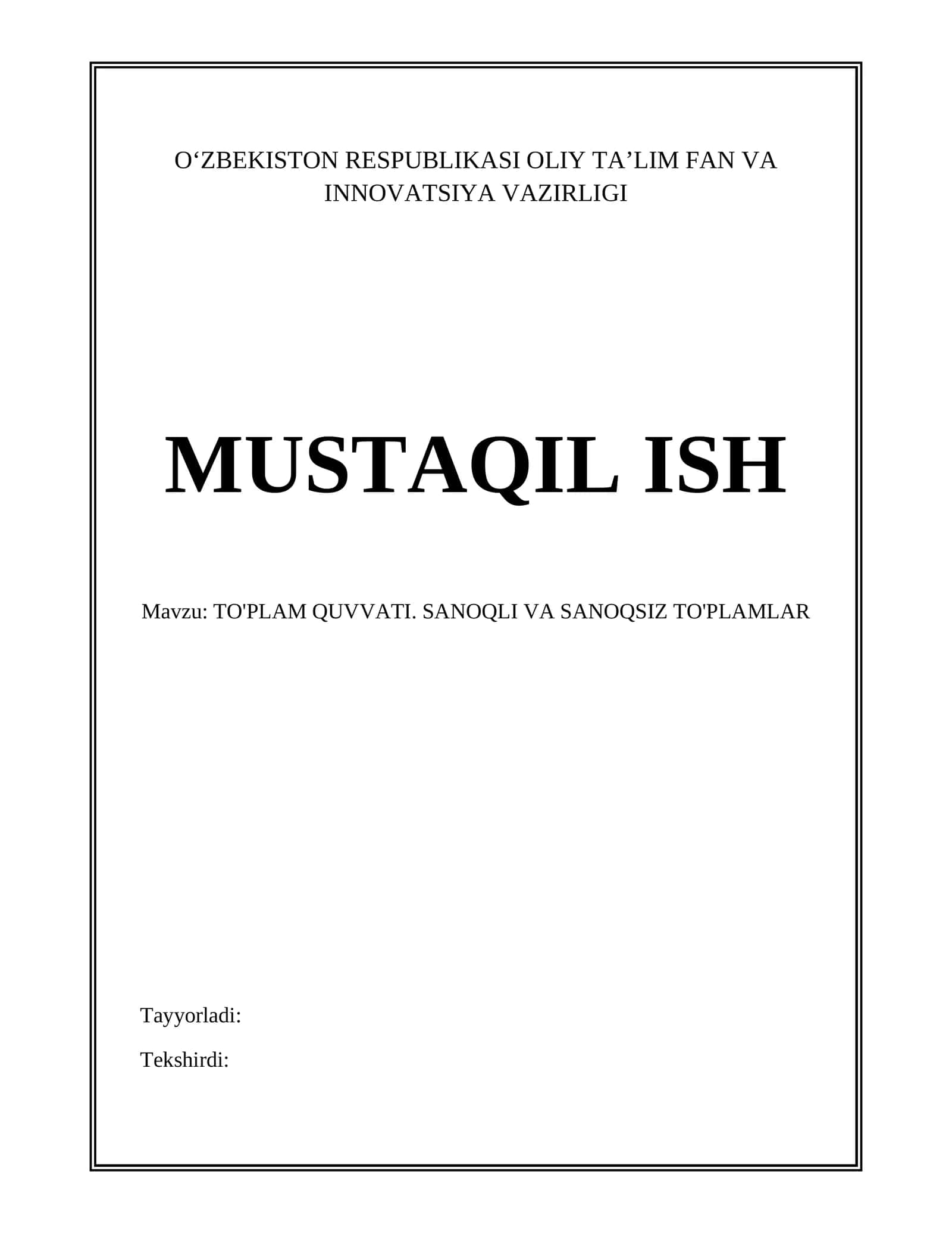 TO'PLAM QUVVATI. SANOQLI VA SANOQSIZ TO'PLAMLAR