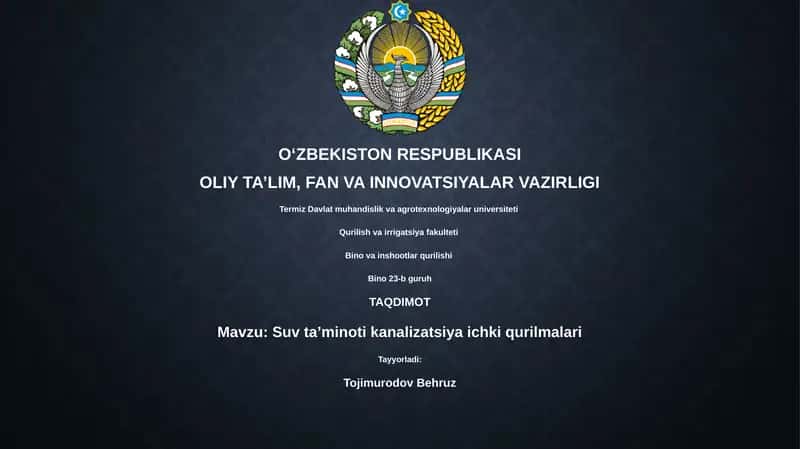 Suv taʼminoti kanalizatsiya ichki qurilmalari