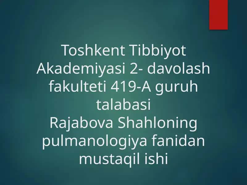 Surunkali O‘pka Yuragi (SO‘Y)