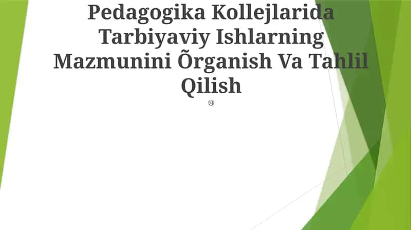 Tarbiyaviy Ishlar