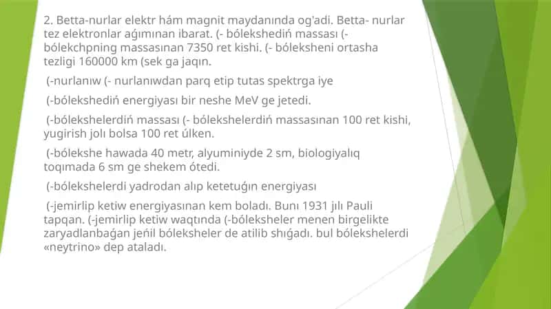 Betta-nurlar elektr hám magnit maydanında og'adi