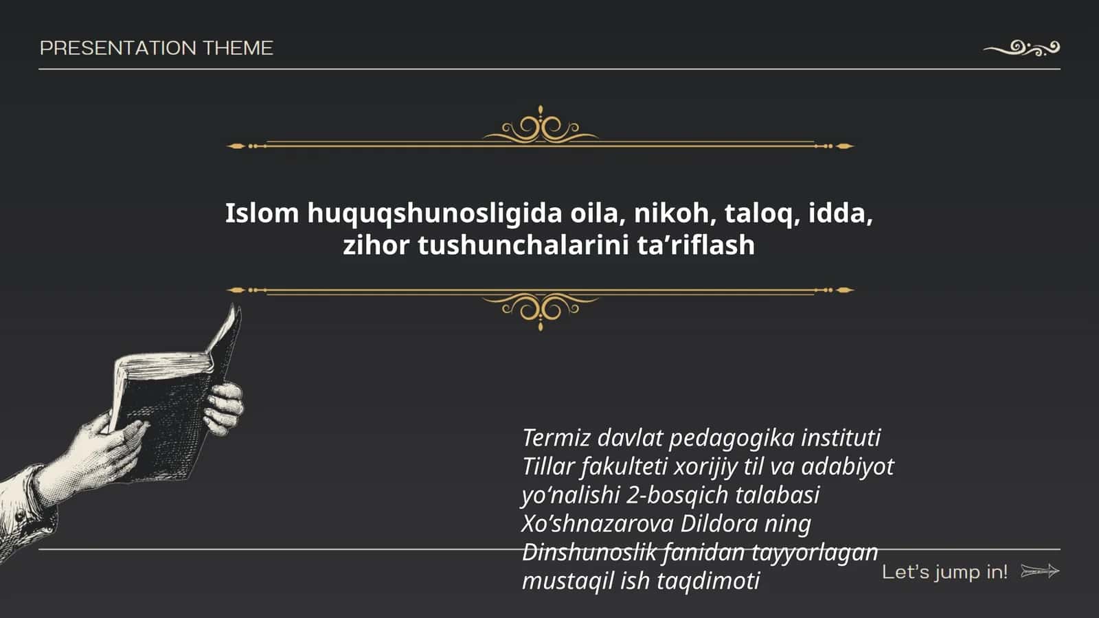 Dinshunoslik fanidan tayyorlagan mustaqil ish taqdimoti