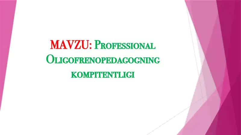 Professional Oligofrenopedagogning kompitentligi