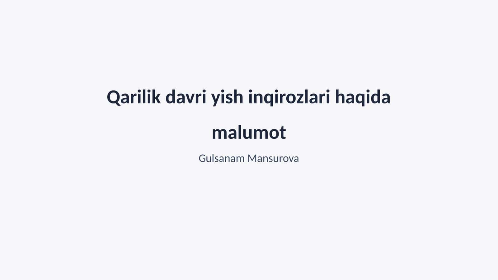 Qarilik davri yish inqirozlari haqida malumot